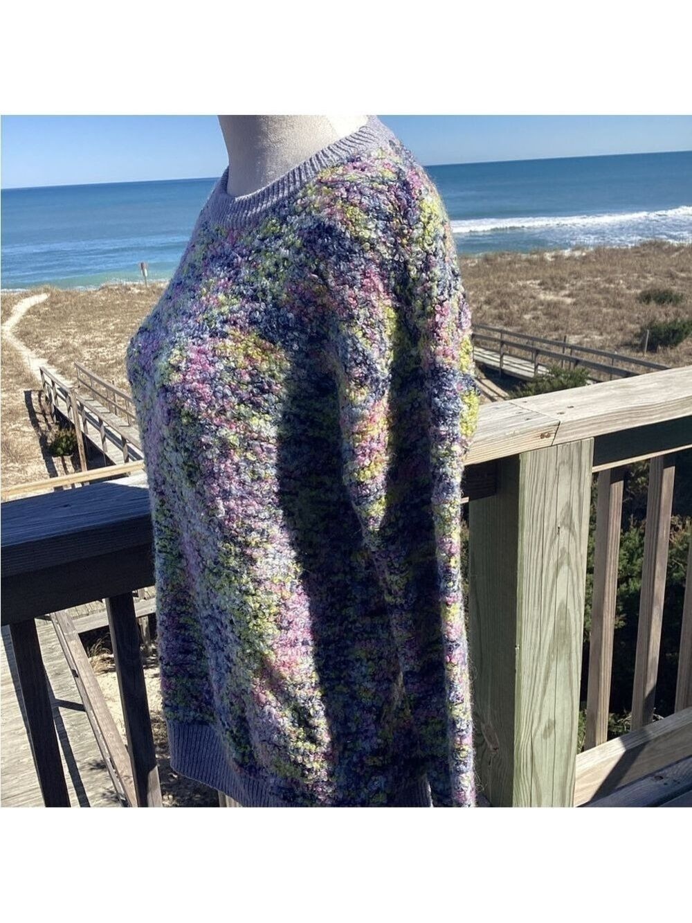 CeCe Purple and Pink Crew Neck Sweater - Picture 6 of 10